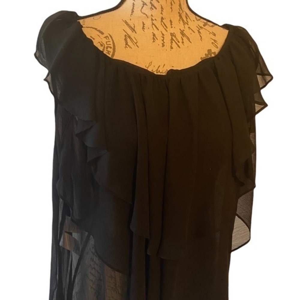 AK Anne Klein Size XL Sheer Ruffle Top